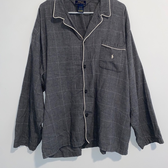 Ralph Lauren Polo Plaid Cotton Flannel Pajama Set Charcoal Gray Men's XL - Picture 2 of 7